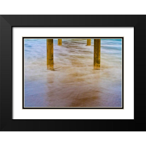 Under Ocean Beach Pier Black Modern Wood Framed Art Print with Double Matting by Peterson, Lee