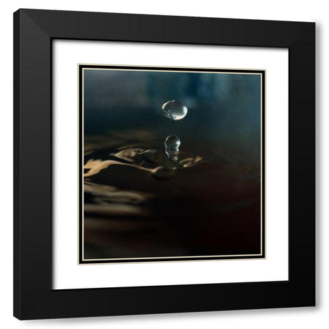 Blue Drop I Black Modern Wood Framed Art Print with Double Matting by Putman, Tammy