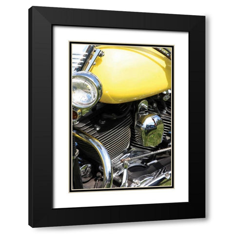 Yellow Motorcycle Black Modern Wood Framed Art Print with Double Matting by Putman, Tammy