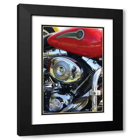 Red Motorcycle Black Modern Wood Framed Art Print with Double Matting by Putman, Tammy