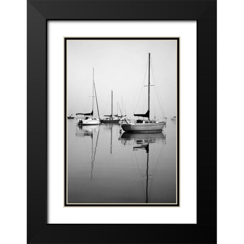 Red Sailboat I Black Modern Wood Framed Art Print with Double Matting by Putman, Tammy
