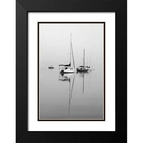 Red Sailboat II Black Modern Wood Framed Art Print with Double Matting by Putman, Tammy