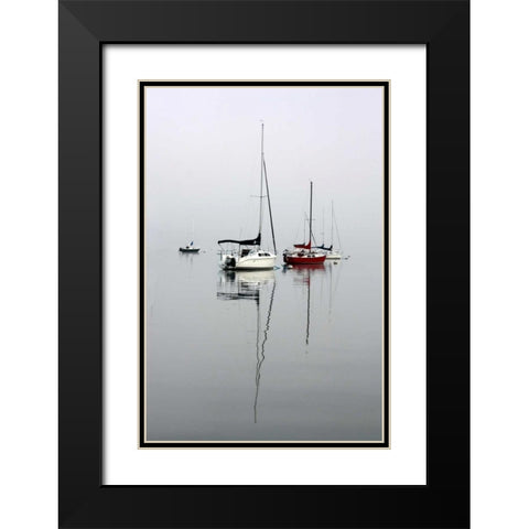 Red Sailboat II Black Modern Wood Framed Art Print with Double Matting by Putman, Tammy