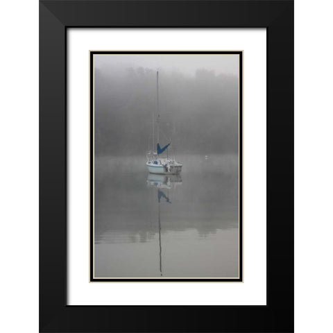 Blue Sail Black Modern Wood Framed Art Print with Double Matting by Putman, Tammy