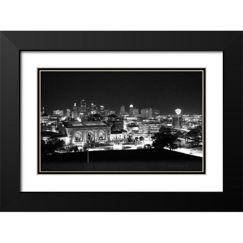 Kansas City at Night Black Modern Wood Framed Art Print with Double Matting by Putman, Tammy