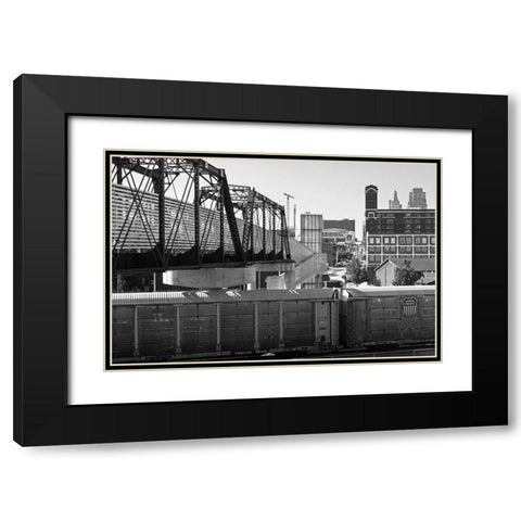 Bridge over the Train Black Modern Wood Framed Art Print with Double Matting by Putman, Tammy