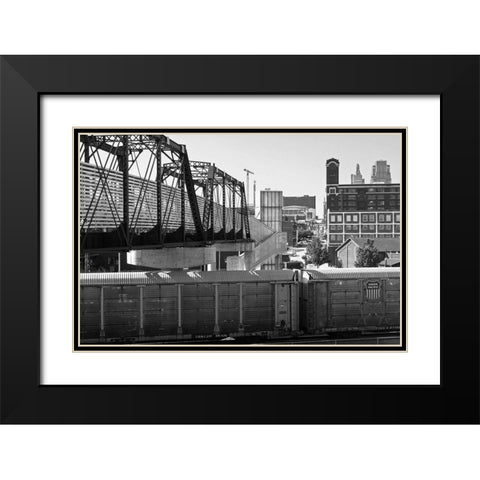 Bridge over the Train Black Modern Wood Framed Art Print with Double Matting by Putman, Tammy
