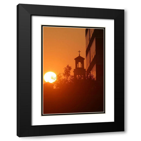 Sunrise Cross Black Modern Wood Framed Art Print with Double Matting by Putman, Tammy