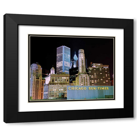 Chicago at Night I Black Modern Wood Framed Art Print with Double Matting by Stefko, Bob
