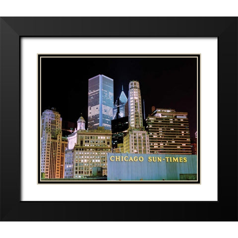 Chicago at Night I Black Modern Wood Framed Art Print with Double Matting by Stefko, Bob