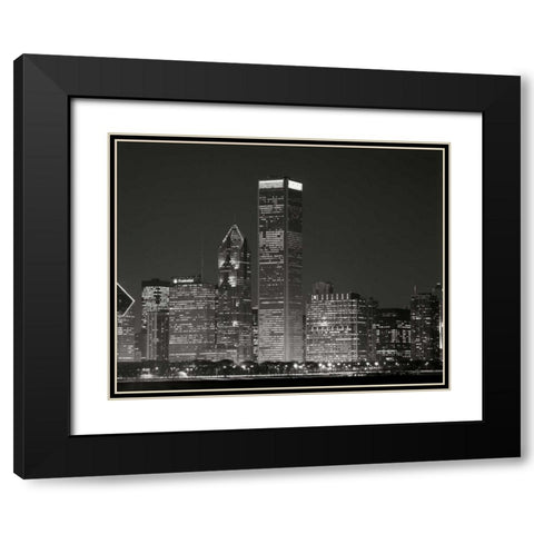 Downtown Chicago II Black Modern Wood Framed Art Print with Double Matting by Stefko, Bob