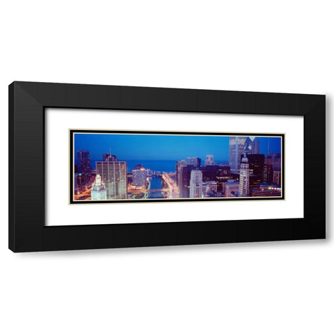 Chicago Skyline II Black Modern Wood Framed Art Print with Double Matting by Stefko, Bob