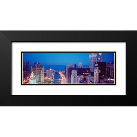 Chicago Skyline II Black Modern Wood Framed Art Print with Double Matting by Stefko, Bob