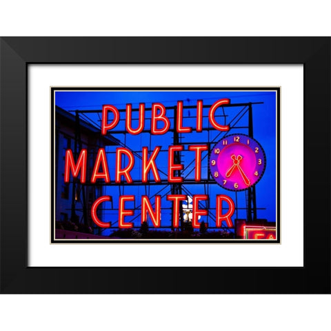 Public Market Sign II Black Modern Wood Framed Art Print with Double Matting by Stefko, Bob