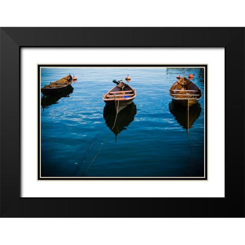 Fishing Boats II Black Modern Wood Framed Art Print with Double Matting by Stefko, Bob