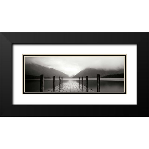 Serene Dock BW I Black Modern Wood Framed Art Print with Double Matting by Stefko, Bob