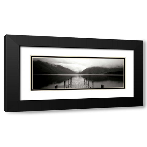 Serene Dock BW II Black Modern Wood Framed Art Print with Double Matting by Stefko, Bob