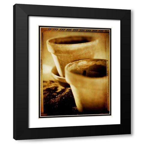 Terracotta Pots III Black Modern Wood Framed Art Print with Double Matting by Stefko, Bob