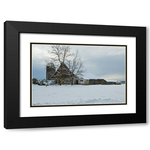 Winter Farm Black Modern Wood Framed Art Print with Double Matting by Styber, Dana