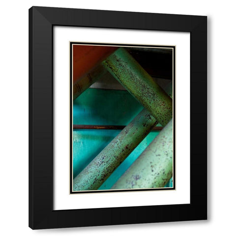 Crosshatch Black Modern Wood Framed Art Print with Double Matting by Styber, Dana