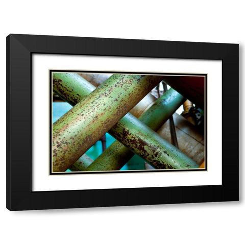 Transport Lines Black Modern Wood Framed Art Print with Double Matting by Styber, Dana
