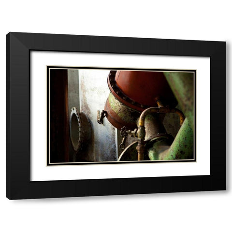 Red Pipe Rules Black Modern Wood Framed Art Print with Double Matting by Styber, Dana