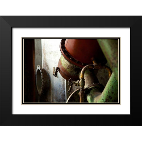 Red Pipe Rules Black Modern Wood Framed Art Print with Double Matting by Styber, Dana