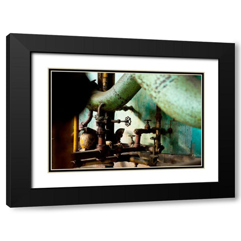 Pipe Junction Black Modern Wood Framed Art Print with Double Matting by Styber, Dana