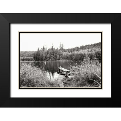 Baker Lake Dock Black Modern Wood Framed Art Print with Double Matting by Styber, Dana