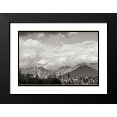 Mount Baker Shrouded Black Modern Wood Framed Art Print with Double Matting by Styber, Dana