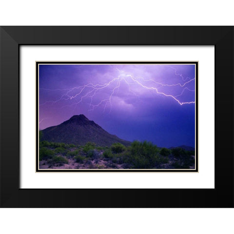 Mountain Lightning Black Modern Wood Framed Art Print with Double Matting by Taylor, Douglas