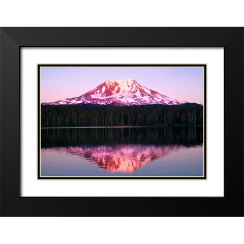 Mt. Adams Sunset Black Modern Wood Framed Art Print with Double Matting by Taylor, Douglas