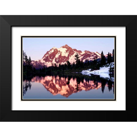 Mt. Shuksan Sunset Black Modern Wood Framed Art Print with Double Matting by Taylor, Douglas
