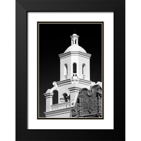 West Bell Tower BW Black Modern Wood Framed Art Print with Double Matting by Taylor, Douglas