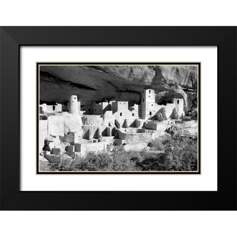 Cliff Palace Pueblo BW Black Modern Wood Framed Art Print with Double Matting by Taylor, Douglas