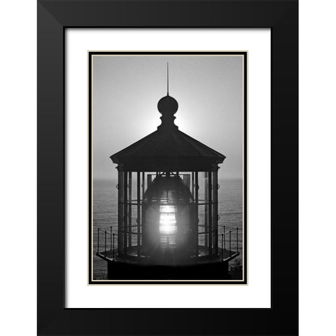 Cape Mears Lighthouse BW Black Modern Wood Framed Art Print with Double Matting by Taylor, Douglas