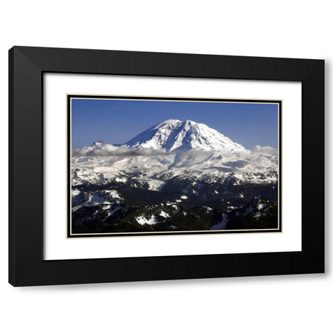 Mt. Rainier North Face Black Modern Wood Framed Art Print with Double Matting by Taylor, Douglas