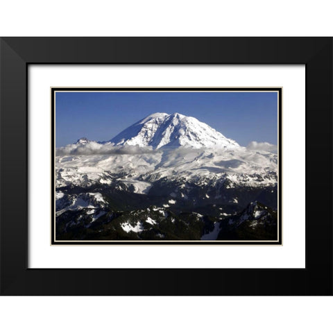 Mt. Rainier North Face Black Modern Wood Framed Art Print with Double Matting by Taylor, Douglas