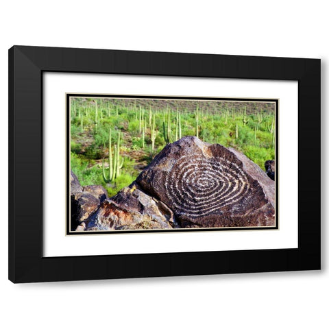 Hohokam Petroglyph Black Modern Wood Framed Art Print with Double Matting by Taylor, Douglas