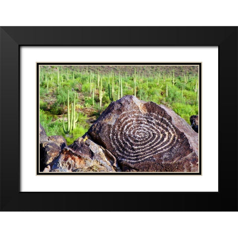 Hohokam Petroglyph Black Modern Wood Framed Art Print with Double Matting by Taylor, Douglas