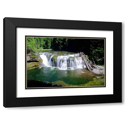 Lewis River Lower Falls Black Modern Wood Framed Art Print with Double Matting by Taylor, Douglas
