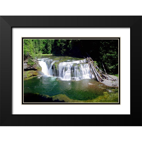 Lewis River Lower Falls Black Modern Wood Framed Art Print with Double Matting by Taylor, Douglas