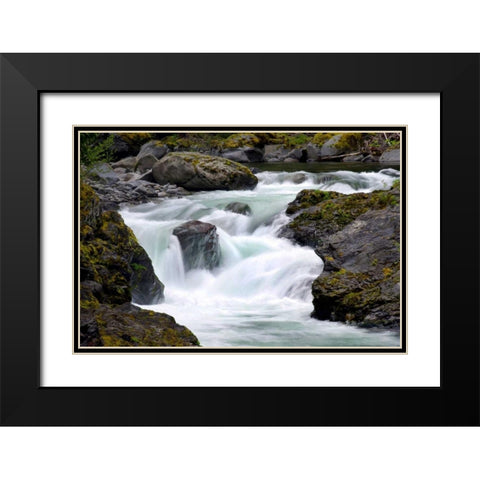 Salmon Cascades Black Modern Wood Framed Art Print with Double Matting by Taylor, Douglas