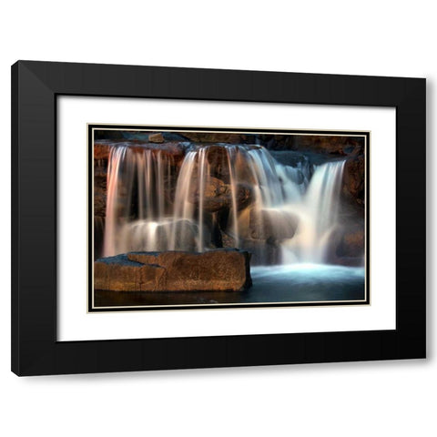 Sunset Waterfall I Black Modern Wood Framed Art Print with Double Matting by Taylor, Douglas