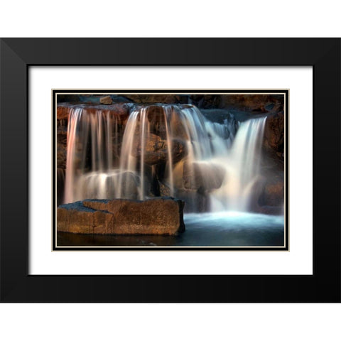 Sunset Waterfall I Black Modern Wood Framed Art Print with Double Matting by Taylor, Douglas