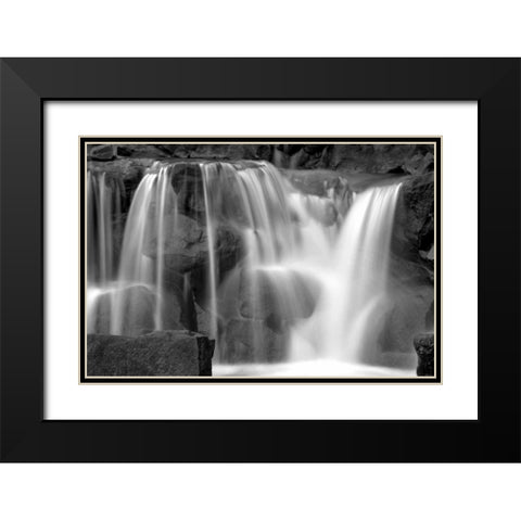 Sunset Waterfall II BW Black Modern Wood Framed Art Print with Double Matting by Taylor, Douglas