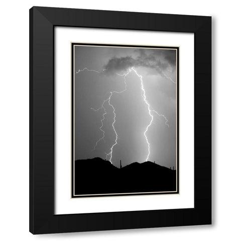 Summer Lightning BW Black Modern Wood Framed Art Print with Double Matting by Taylor, Douglas