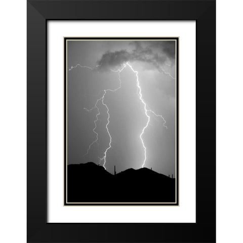 Summer Lightning BW Black Modern Wood Framed Art Print with Double Matting by Taylor, Douglas