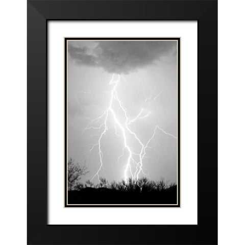 Dancing Lightning BW Black Modern Wood Framed Art Print with Double Matting by Taylor, Douglas