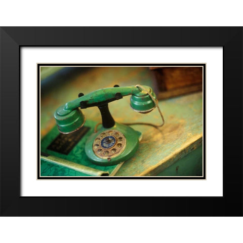 Vintage Phone I Black Modern Wood Framed Art Print with Double Matting by Clayton-Thompson, Philip